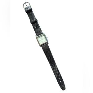 Tiffany & Co Stainless Steel Classic Square Watch with Black Teju Lizard Strap